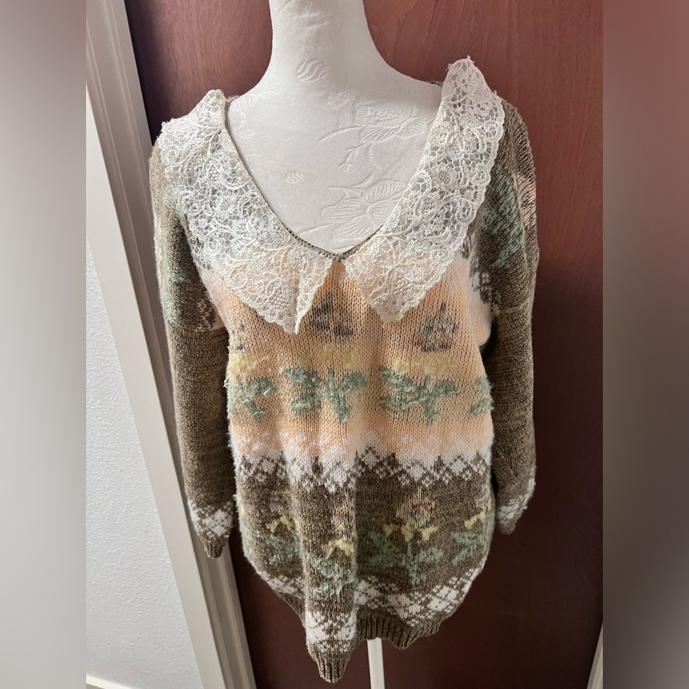 VINTAGE 1990’s Lace Fancy Knit Sweater